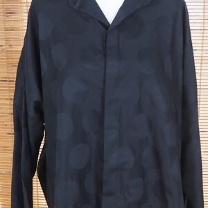 Planet by Lauren G Oversized Button Down Shirt Women's OS Polka Dot Lagenlook